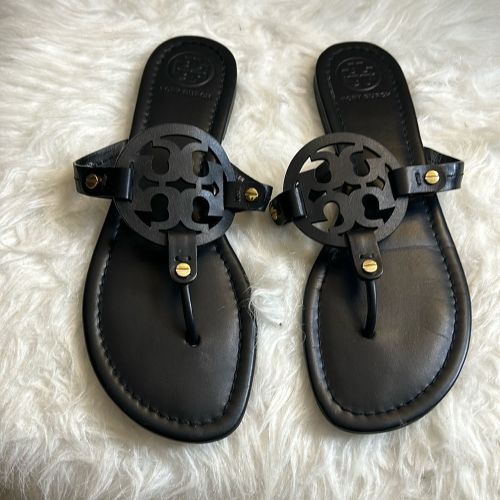 TORY BURCH BLK MILLER SANDAL SZ 9